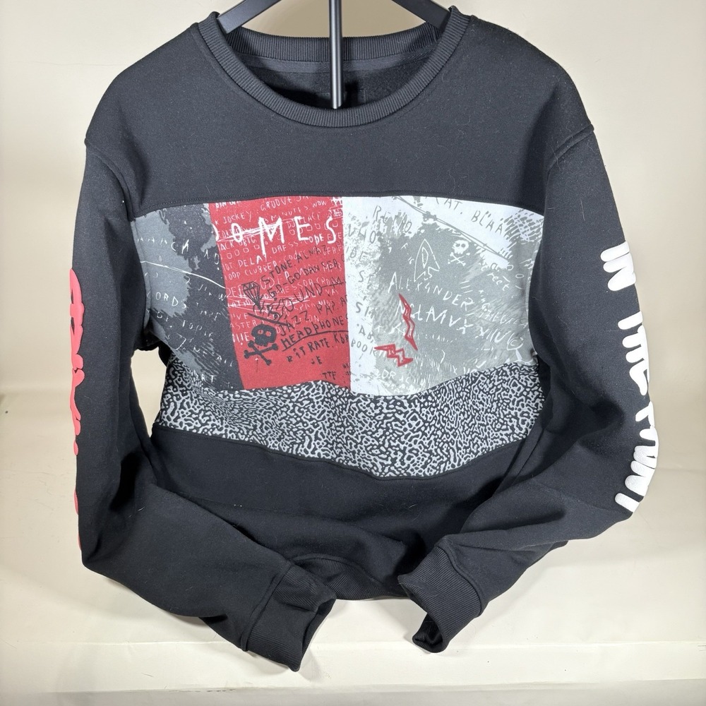 Akademiks‎ Jeanius Level Graffiti Sweatshirt Men's 2XL Black Puffy Graphics